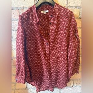 Madewell Red Floral peasant top